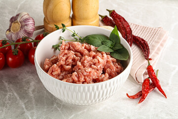 Raw minced pork uncooked meat