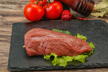 Raw beef cut for cooking