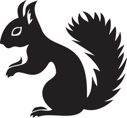 Vector squirrel silhouette Black and white icon on white background - obrazy, fototapety, plakaty