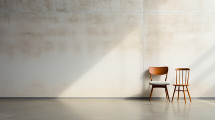 Lone chair against a stark white indoor background