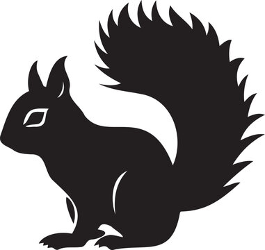 recommend clip art: Vector squirrel silhouette Black and white icon on white background