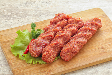 Raw beef kebab minced meat
