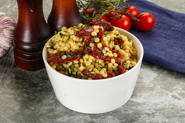 Vegetarian Pasta ptitim with vegetables