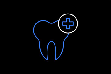 tooth restoration illustration in dark style. Flat vector illustration.