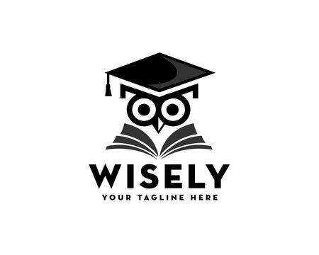 elegant wise owl education logo icon symbol design template illustration inspiration