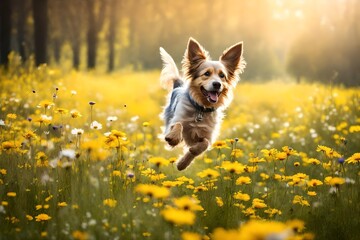 dog running in the field