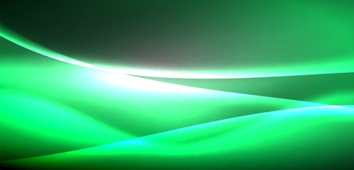 Neon-lit waves surge across background, mesmerizing dance of luminescence and motion. Dynamic backdrop captures essence of energy and modern aesthetics