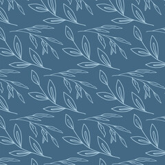 Seamless pattern in Scandinavian style with leaves. Minimalistic background.