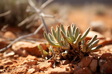 Naklejka na ściany i meble Succulent Sprouts in the Desert. Generative Ai
