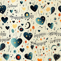 Music of Love Notes Seamless Patterns