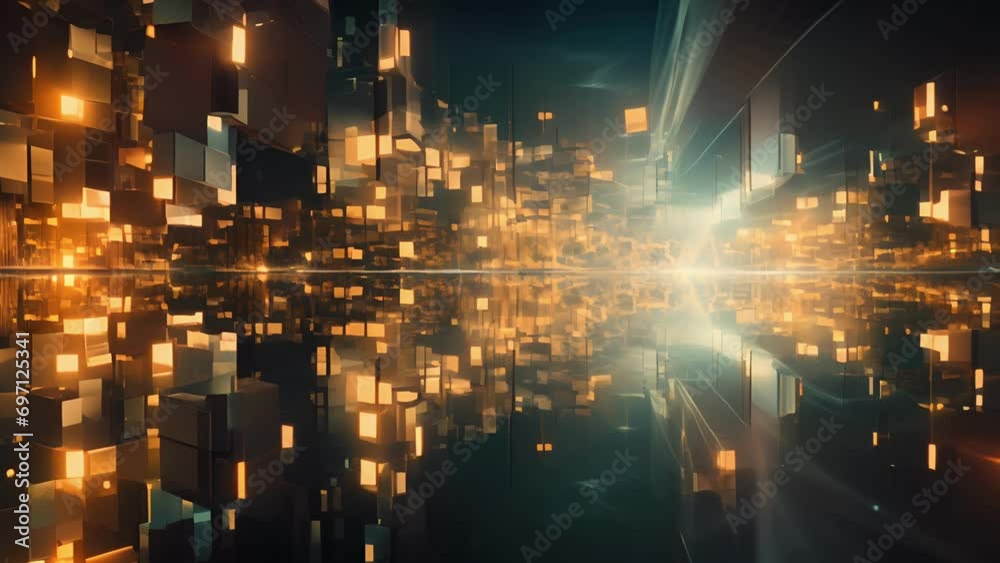 Wall mural a fractal landscape filled with mirrored images, each one slightly altered and evolved from the prev
