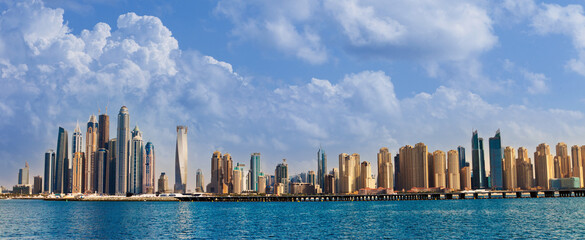 Dubai - The skyline of Downtown. Dubai - amazing city center skyline with luxury skyscrapers, United Arab Emirates

