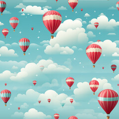 Hot Air Balloon Ride Seamless Patterns