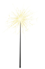 Bengal fire sparkle hand-drawn isolated. New year sparkler candle isolated on transparent background. 