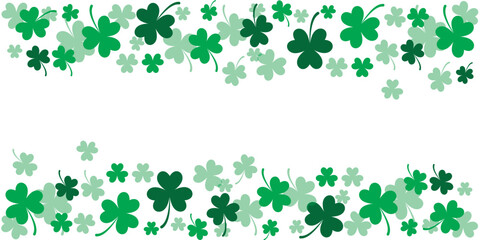 Seamless border of shamrock clover green leaves on transparent background vector decorative element template