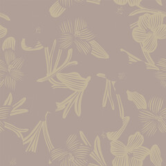 Fototapeta na wymiar Neutral Colour Botanical Floral Seamless Pattern Design