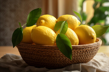 かごに入った新鮮なレモン