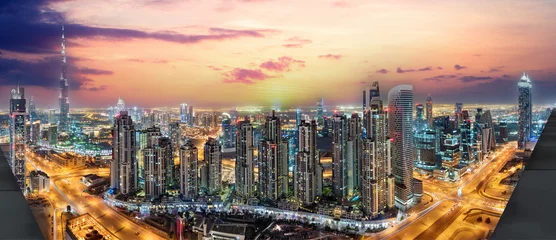 Foto auf Leinwand Dubai - amazing city center skyline with luxury skyscrapers, United Arab Emirates  © khan