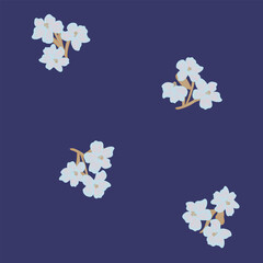 Blue Botanical Floral Seamless Pattern Design