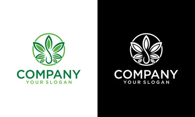 Creative CBD/cannabis leaf with circle logo templates