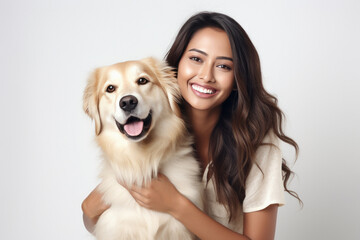 Young beautiful woman with dog