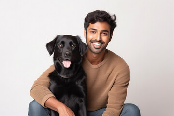young indian man with dog