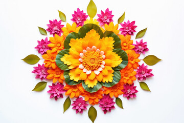 Marigold Flower rangoli Design for Diwali Festival