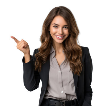 business woman pointing at something transparency background, PNG