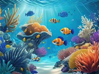 Fototapeta na wymiar a many different fish swimming in the ocean together