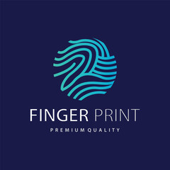 Premium Fingerprint Logo, Human Identity Design Simple Line Model Template Illustration