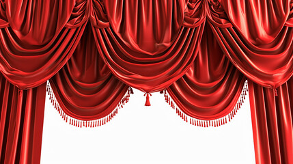 A red theater curtain rendered on a PNG transparent white background for versatile use.