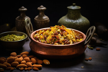 indian farsan or chivada with dry fruits