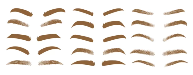 Fotobehang Different shapes and colors of eyebrows vector illustrations set © Mehranali