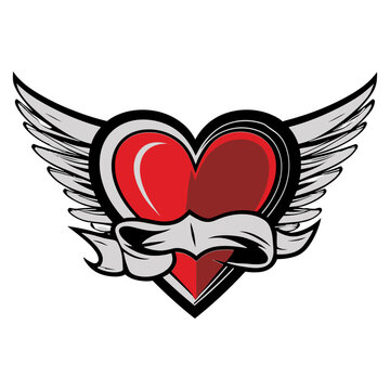 heart with wings illustration vector image 