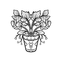 Flower in vase doodle illustration vector image