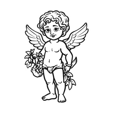 angel with flower vector image