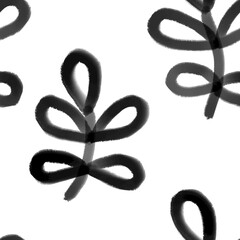 black and white leaves of plants seamless repeat abstract pattern background fabric fashion design print wrapping paper digital illustration texture textile wallpaper 