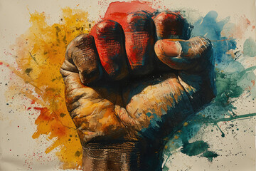 Black history month raised fist illustration - obrazy, fototapety, plakaty