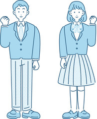 受験　受験生　学生　人物　男性　女性　制服　シンプル　イラスト素材