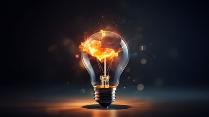Technology light bulb in the dark