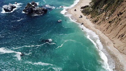 Drone aerial photo of the California coastline and McWay Falls by Big Sur