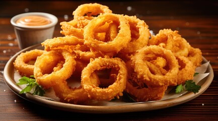 A platter of crispy onion rings.
