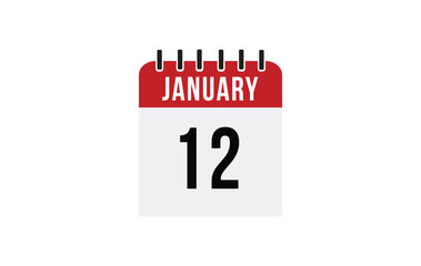 12 january calendar vector. Flat vector daily calendar icon. calendar icon vector.