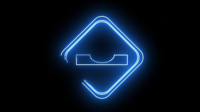 Animation of a concave road traffic sign icon with a glowing neon effect