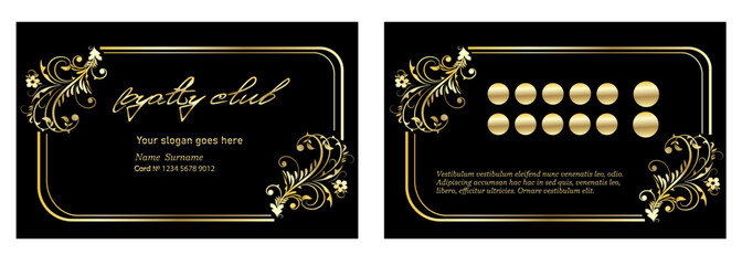 loyalty card in luxury style gold and black