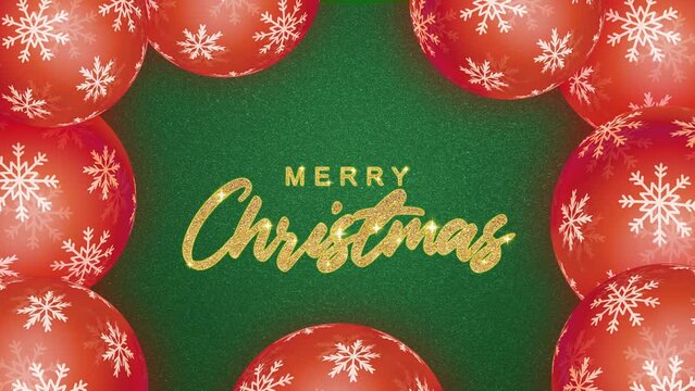 green christmas card with red balls ornament