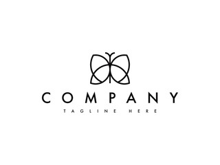 minimal butterfly line logo design