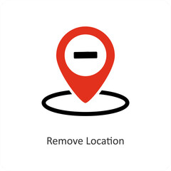 Remove Location and pin icon concept