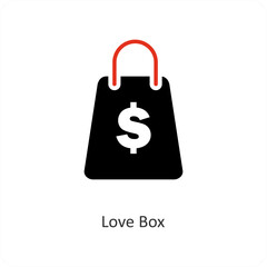Love Box and box icon concept
