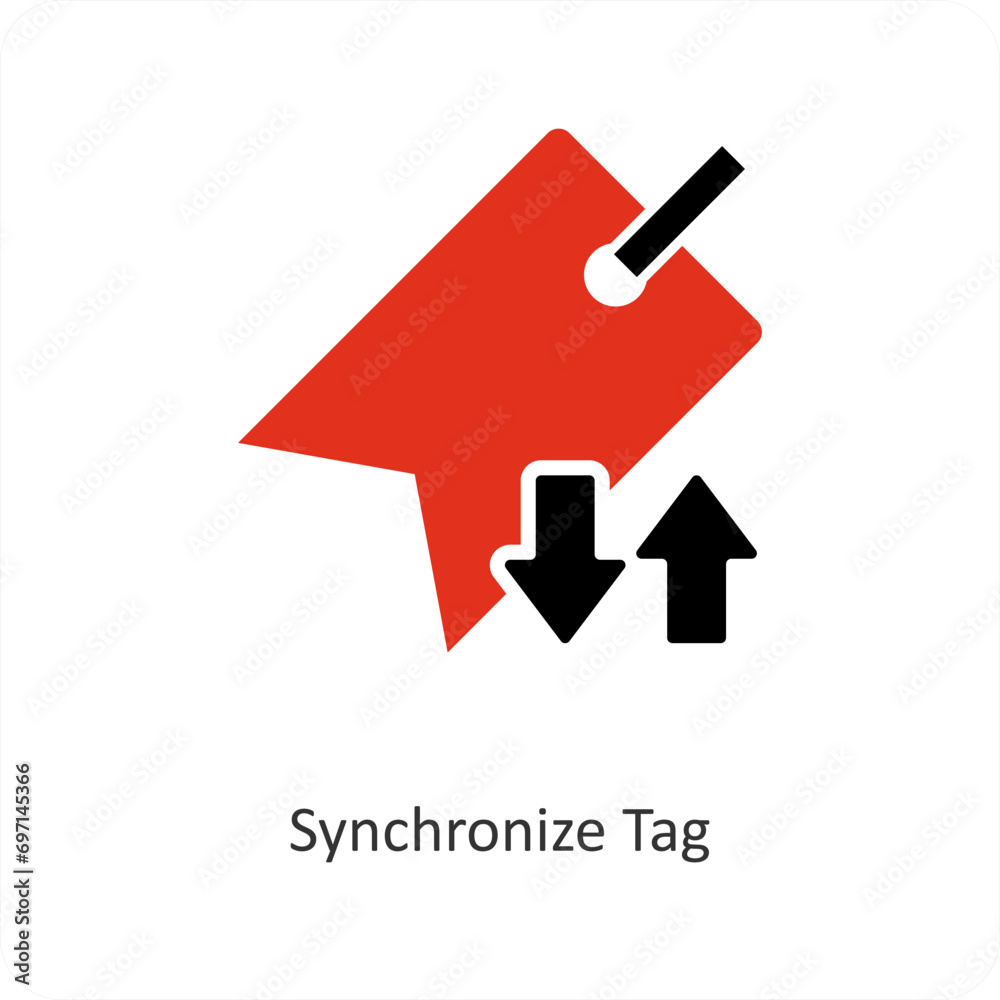 Wall mural synchronize tag and label icon concept